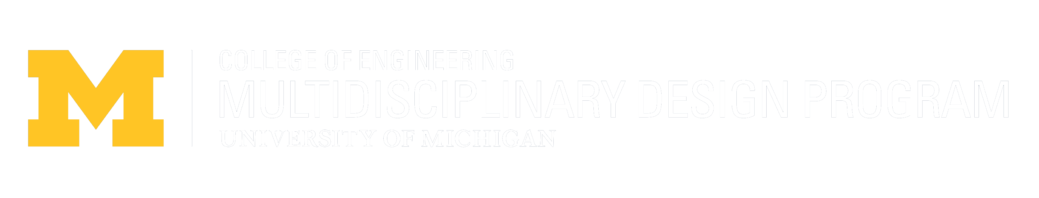 MDP Mobile Logo Maize block "M" and "Multidisciplinary Design Program, University of Michigan"
