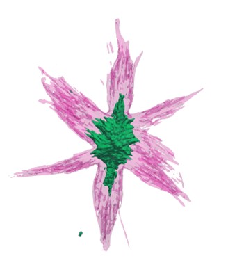 Tomography image with pink and green on the center