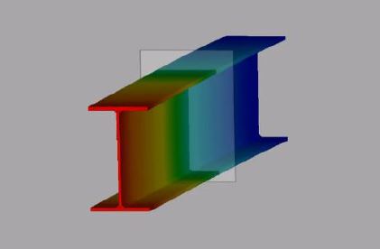 Cross section of "I" shaped block in simulation tool